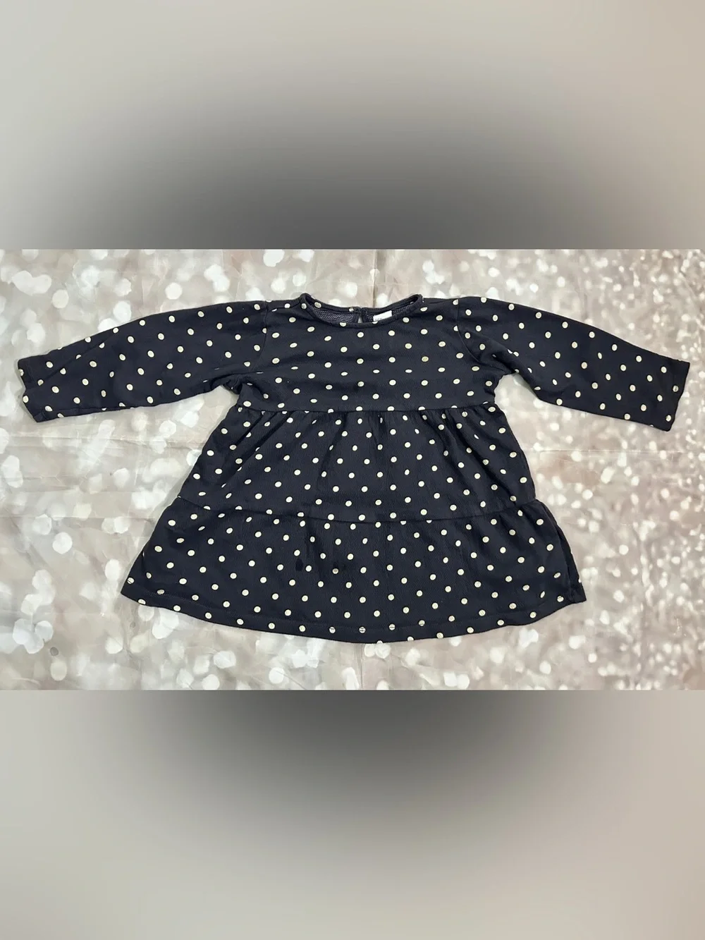 Black Dress with Cream Polka Dots